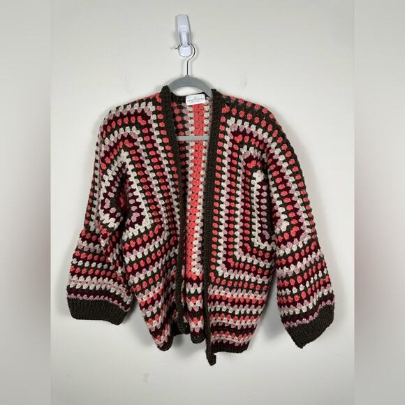 Sems Eyes Crocheted Hand Crafted Cardigan Size Measurements Pictures Bohemian - Picture 1 of 6